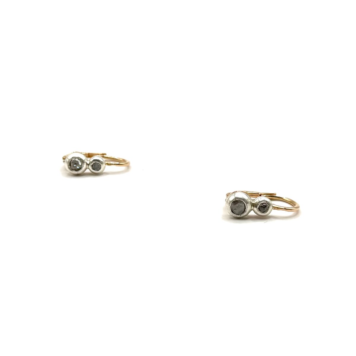 5187. Antique Gold Earrings Set With Diamonds-photo-3