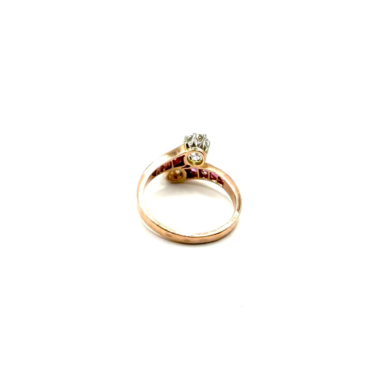 5123.Bague Art déco en or ornée de diamants, d’un rubis et de perles-photo-4