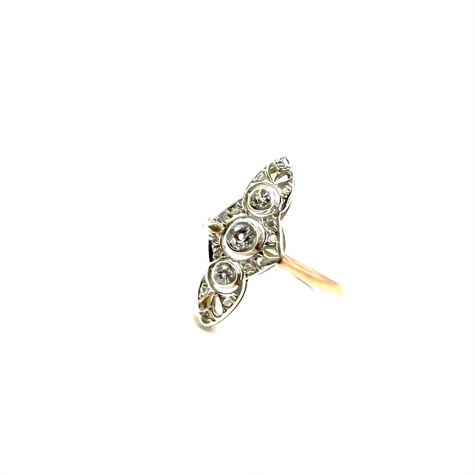 5150. Art Deco Gold Ring Set With A Diamond-photo-2