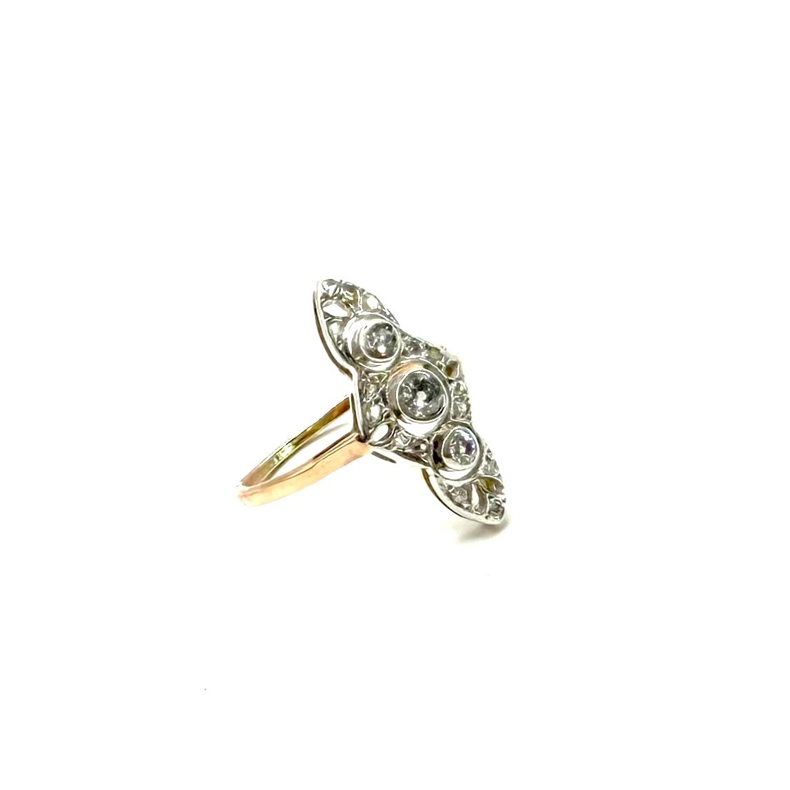 5150. Art Deco Gold Ring Set With A Diamond-photo-3