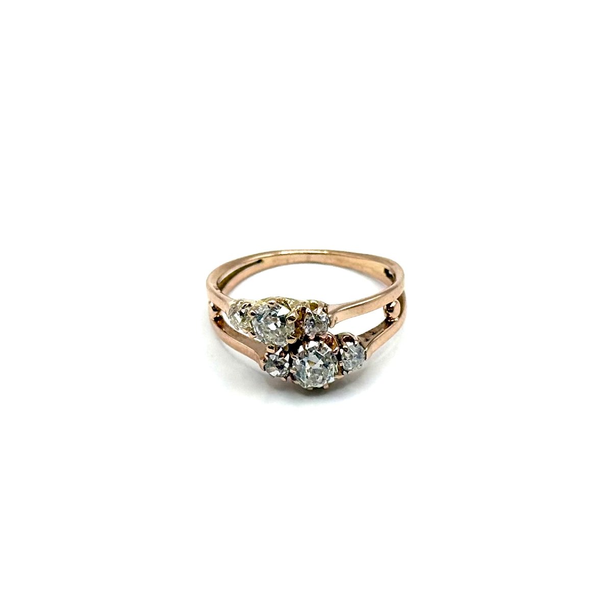 5035. Art Deco Ring In Rose Gold, Set With A Diamond