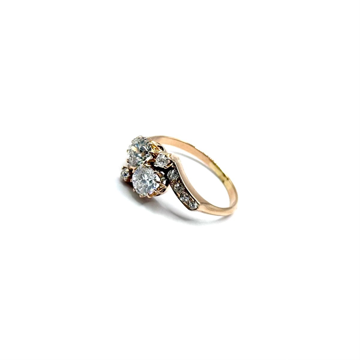 5142.Bague Art déco en or rose, sertie d’un diamant-photo-3