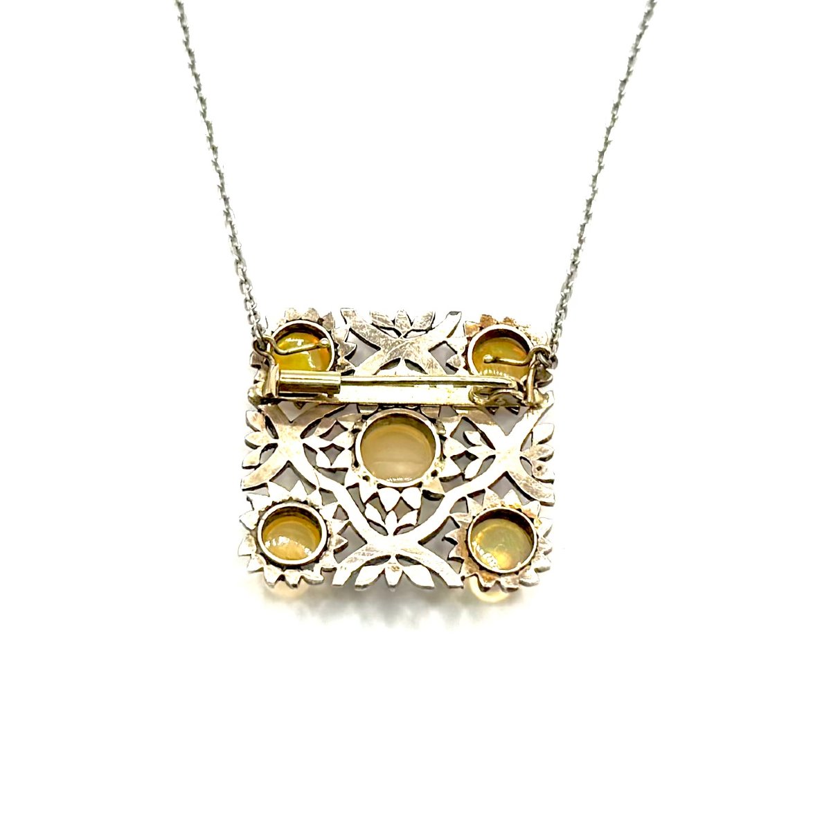 5127.Collier-broche Art déco en or orné de diamants et d’opales-photo-4