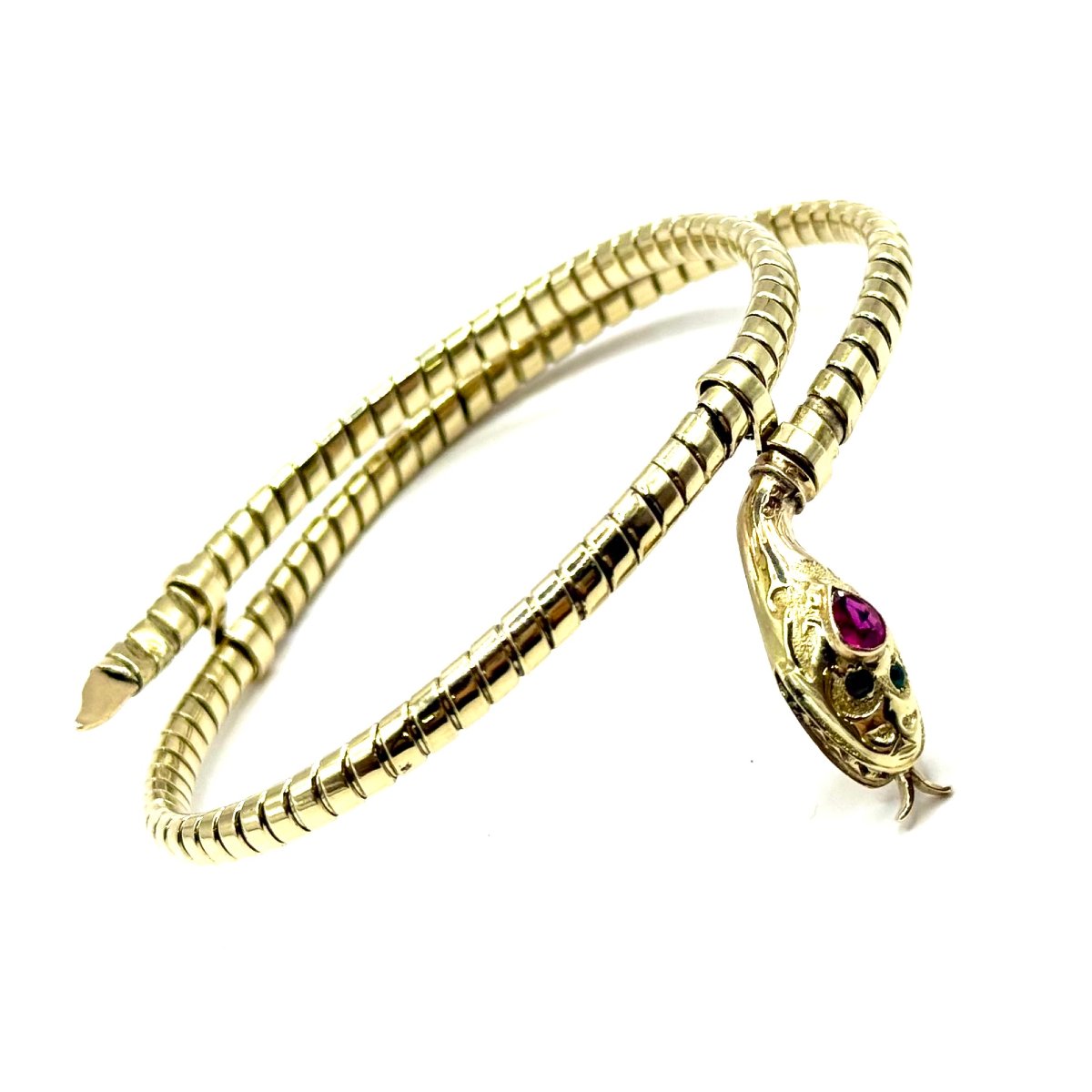 Sf900. Flexible Art Deco-style Gold Snake Bracelet-photo-2