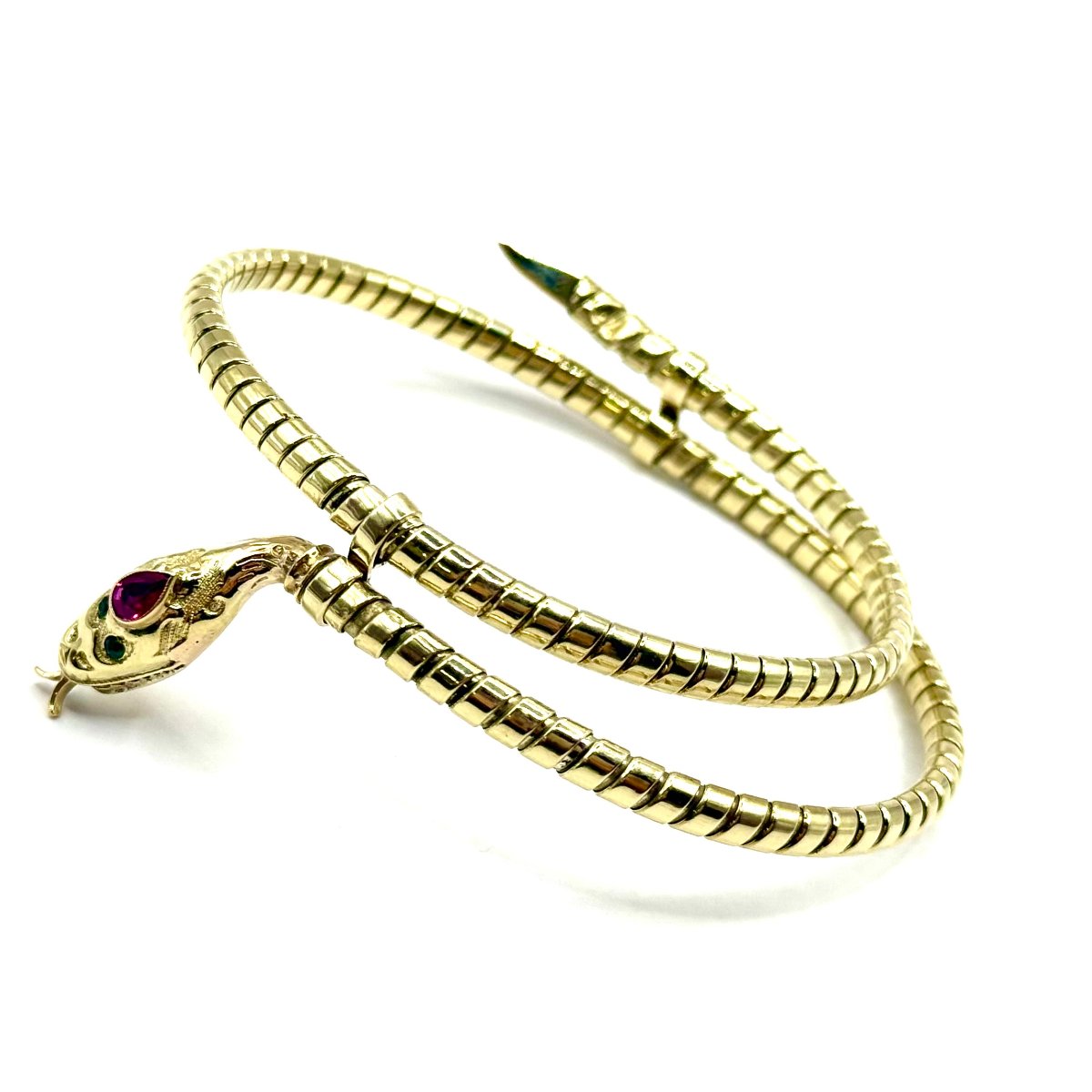 Sf900. Flexible Art Deco-style Gold Snake Bracelet-photo-3