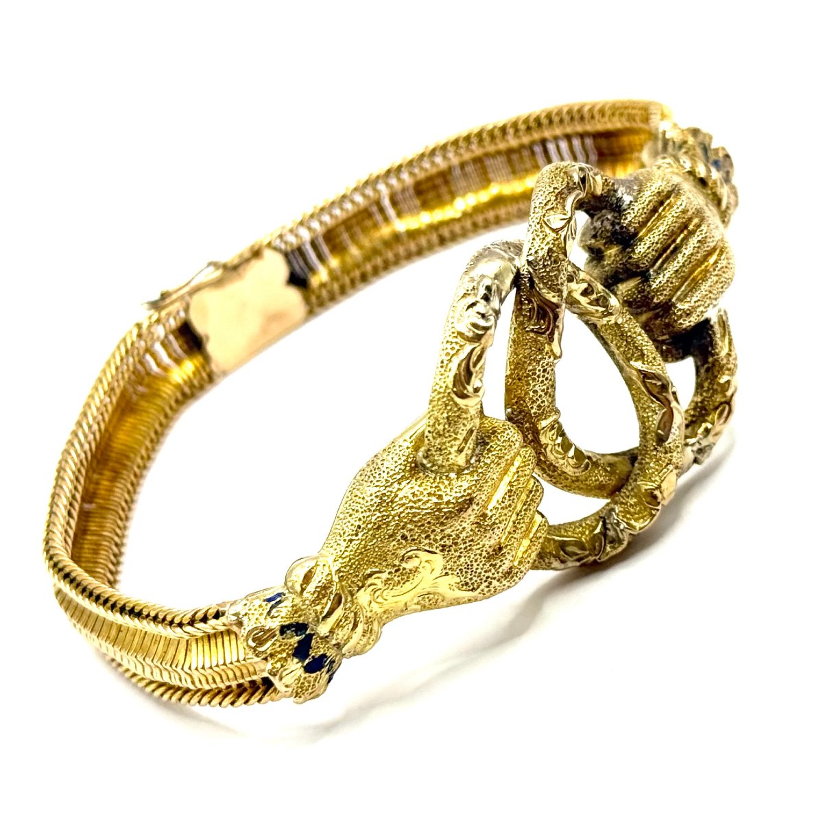 5060. Bracelet en or Biedermeier « Poignée de main »-photo-2