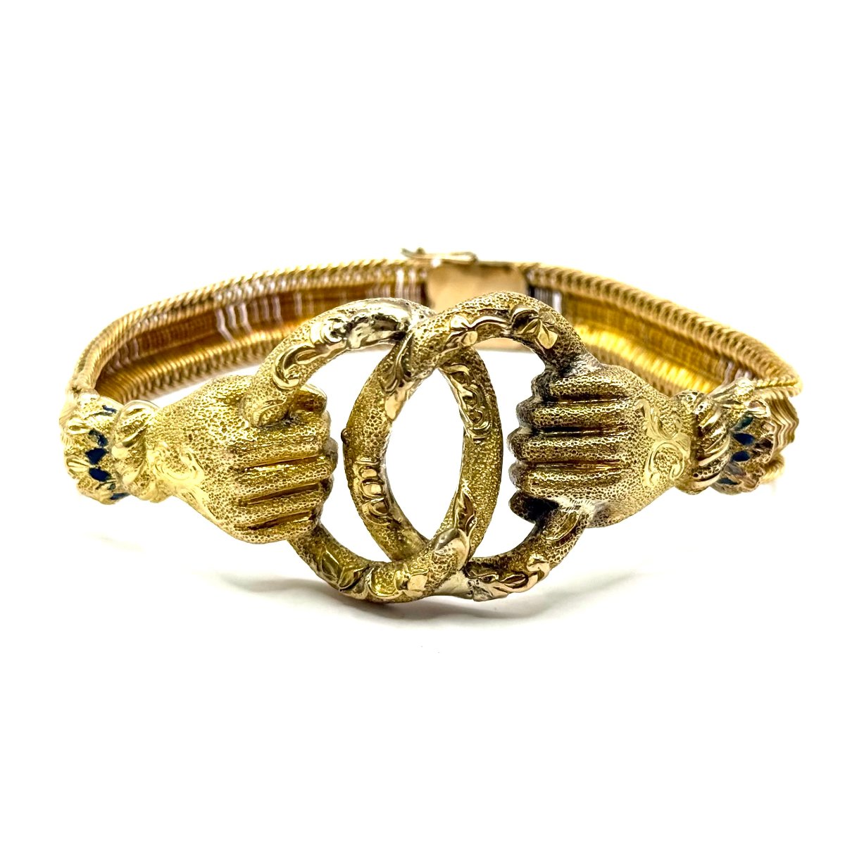 5060. Bracelet en or Biedermeier « Poignée de main »-photo-1