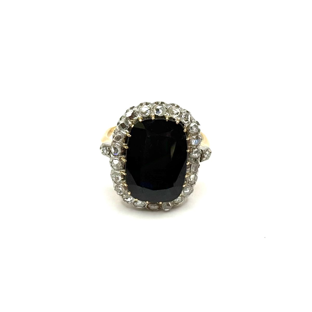 5075. Art Deco Ring With Diamond And Blue Sapphire-photo-1