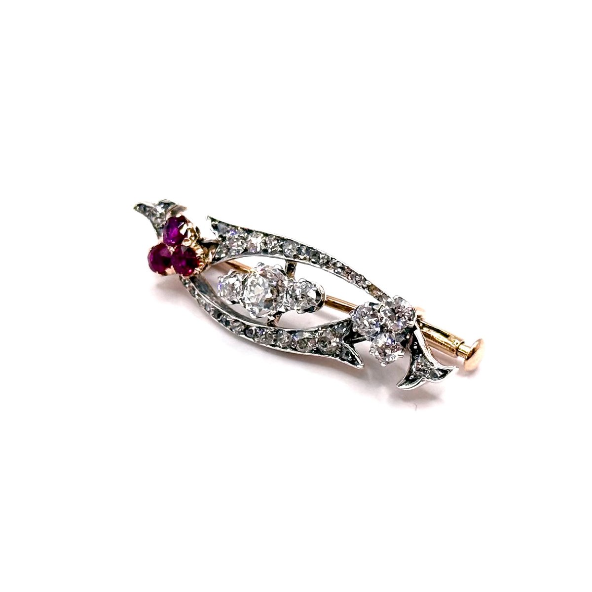 5153. Broche Art déco en or avec diamant et rubis-photo-3