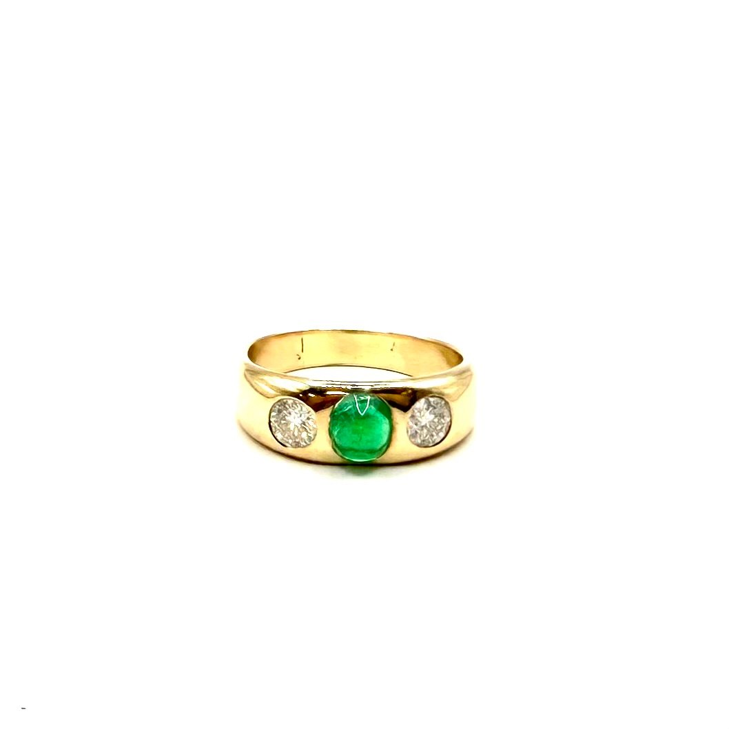 5155. Bague Art déco en or avec diamant et émeraude