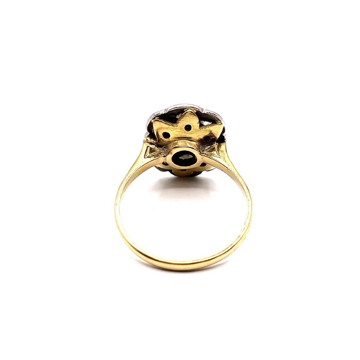 1186. Gold Ring With Diamonds And A Blue Sapphire-photo-4