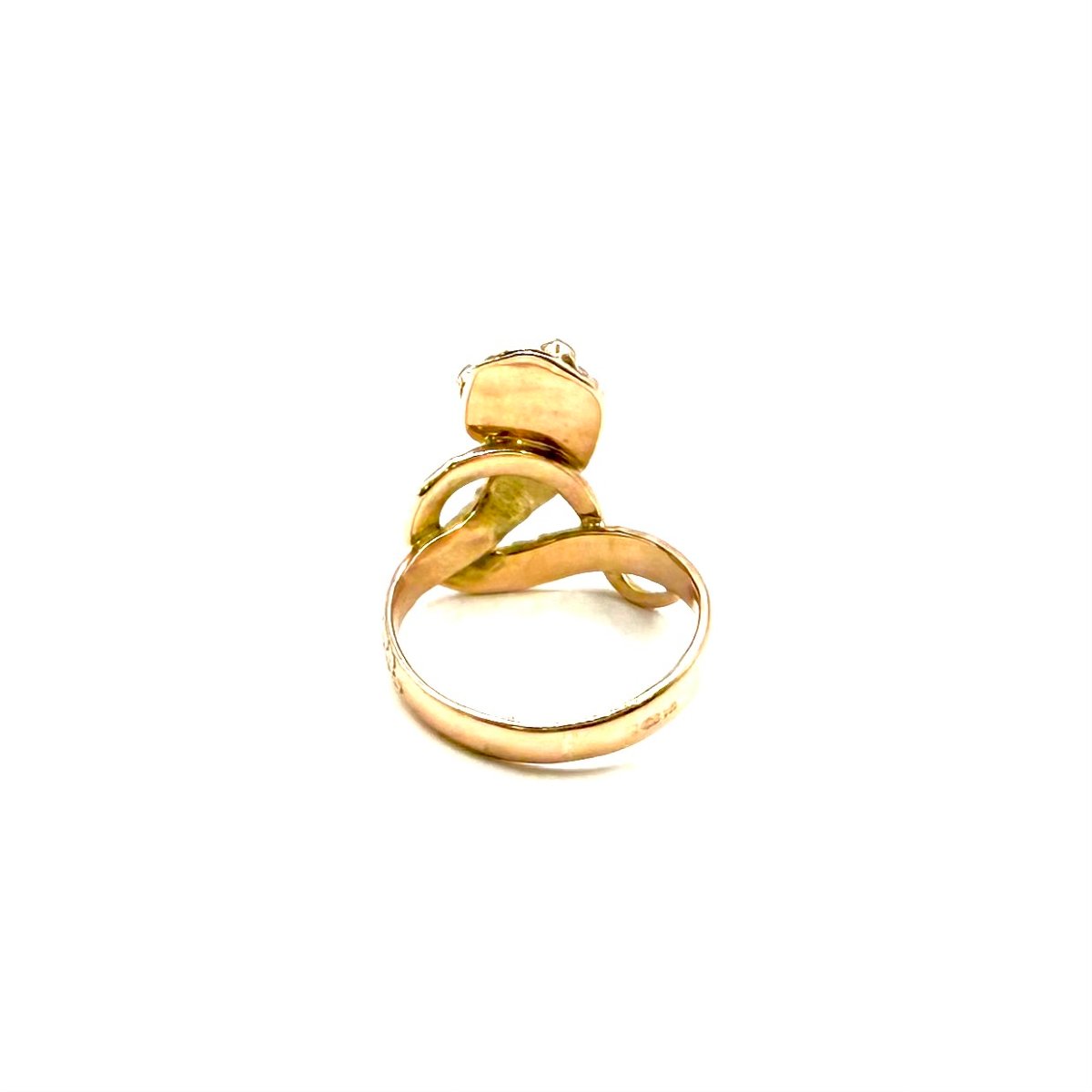 5201. Art Deco Gold Ring In The Shape Of A Snake, With A Diamond And A Freshwater Pearl-photo-4