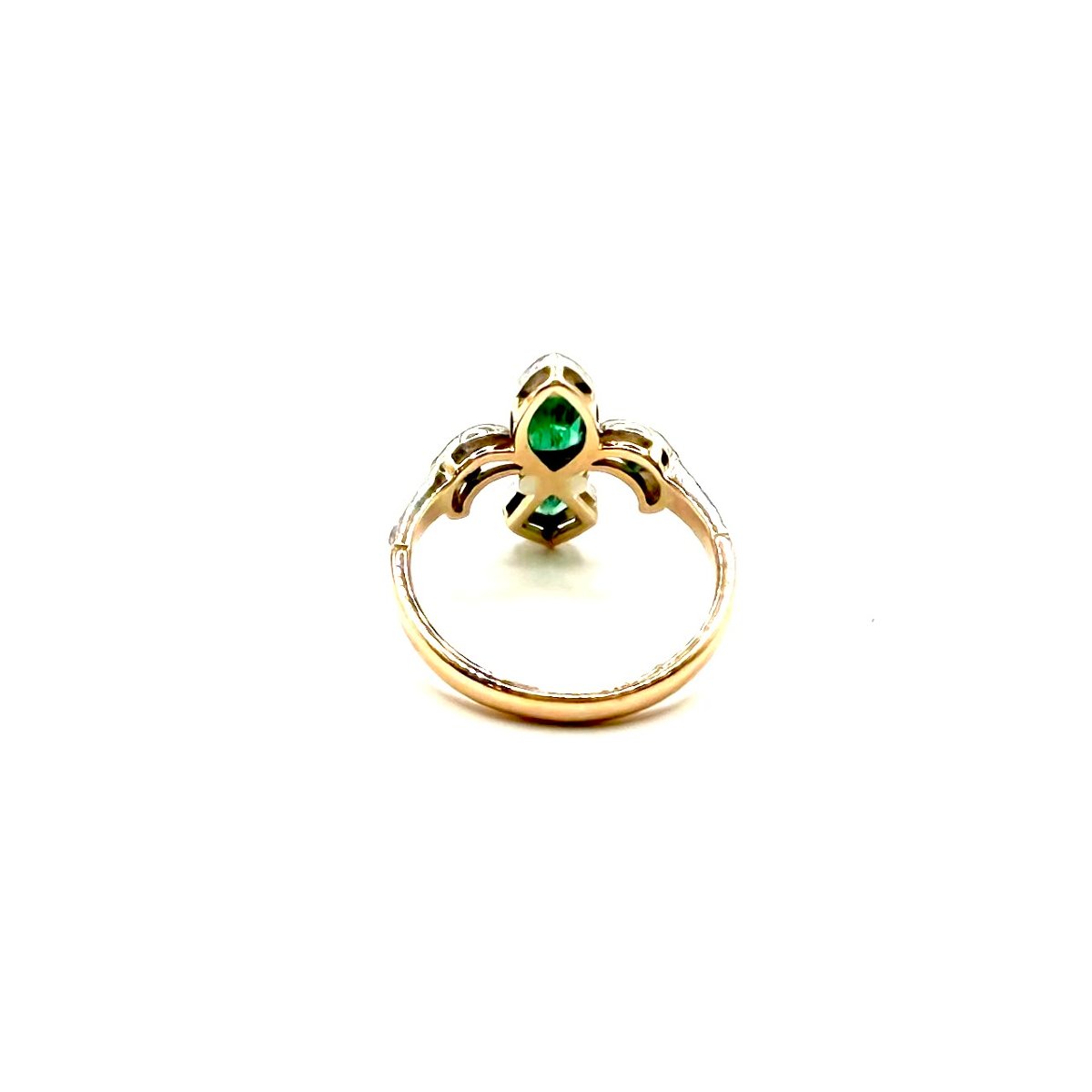 Szt2. Vintage Gold Ring With Diamonds And Emeralds.-photo-4