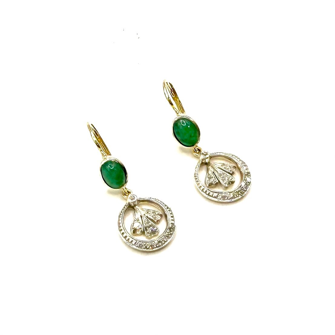 5220. Classic Art Deco Earrings In 14-karat Gold.-photo-3
