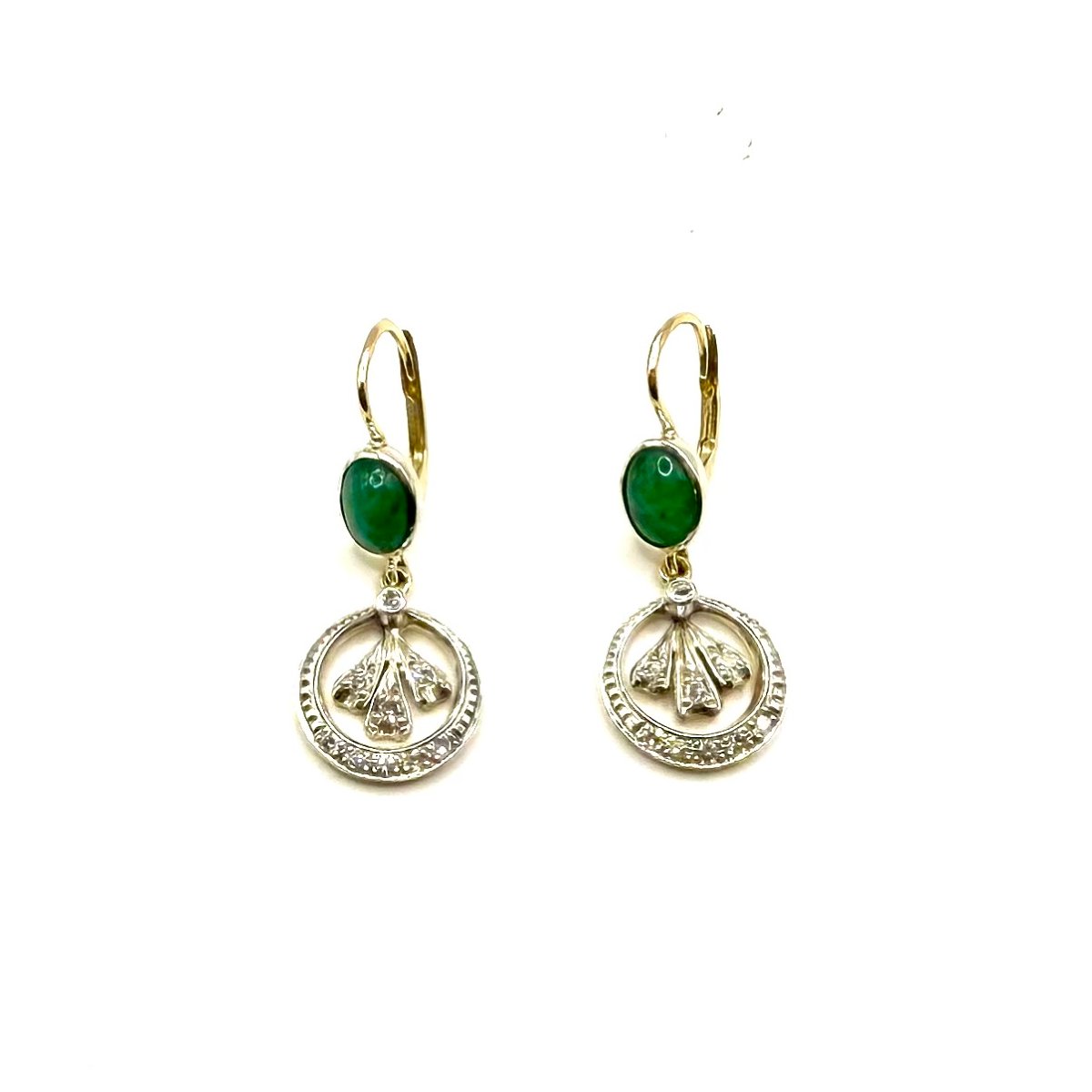 5220. Classic Art Deco Earrings In 14-karat Gold.-photo-1