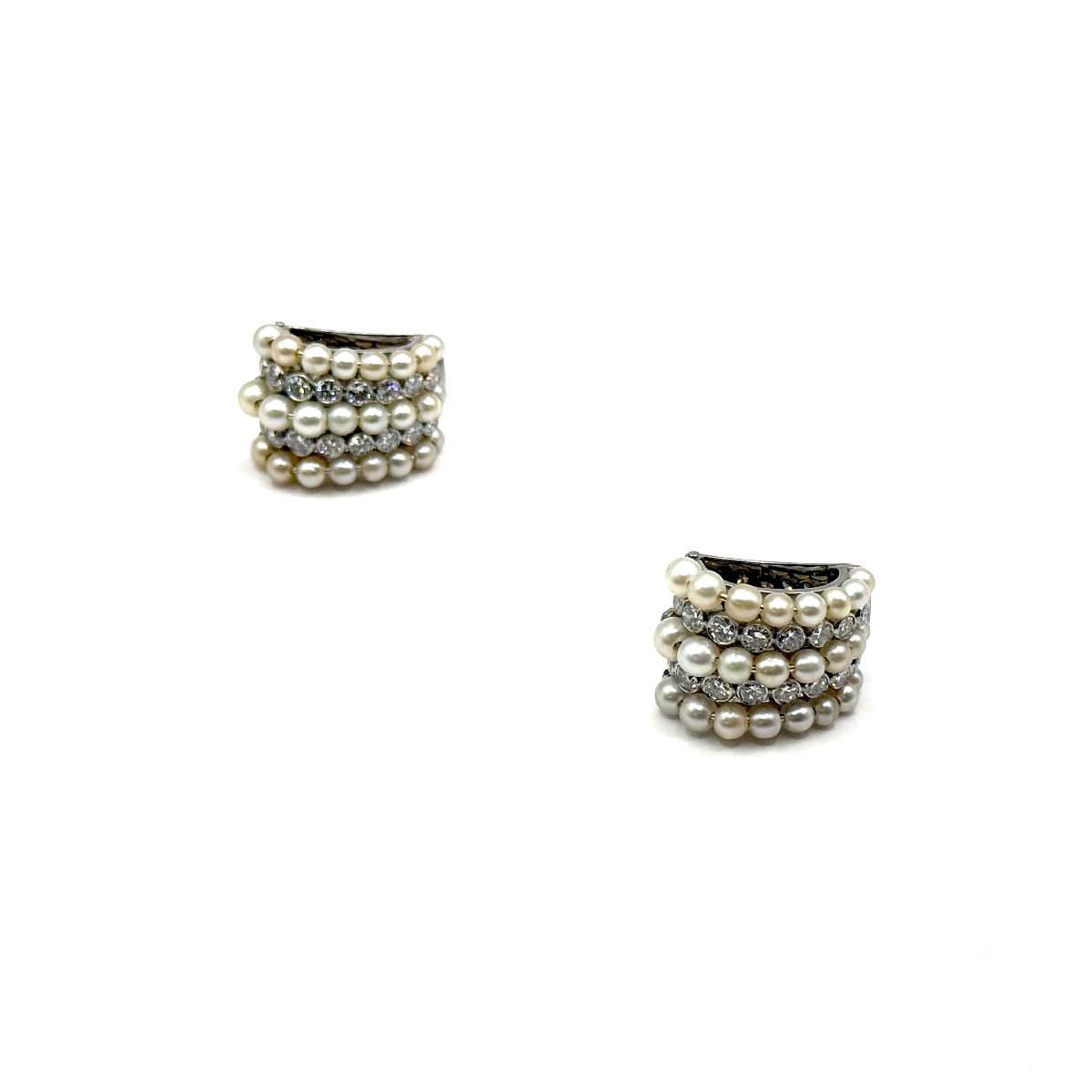 5207. Boucles d’oreilles Art déco en or ornées de diamants-photo-2
