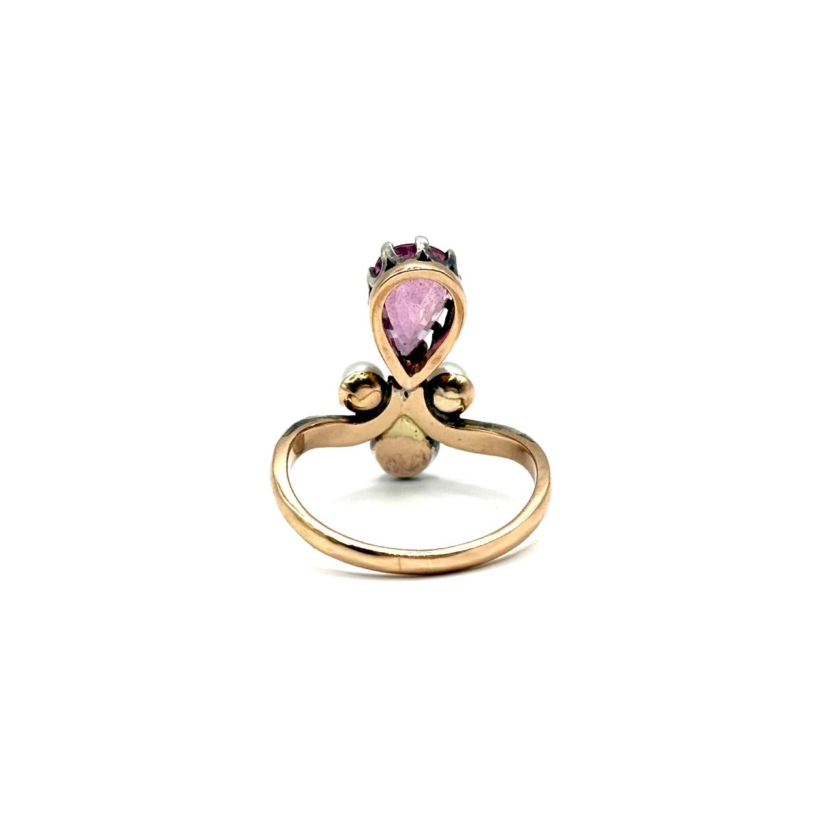 1656. Bague Tiara ornée d’un diamant, d’un saphir rose et d’une perle d’eau douce.-photo-4