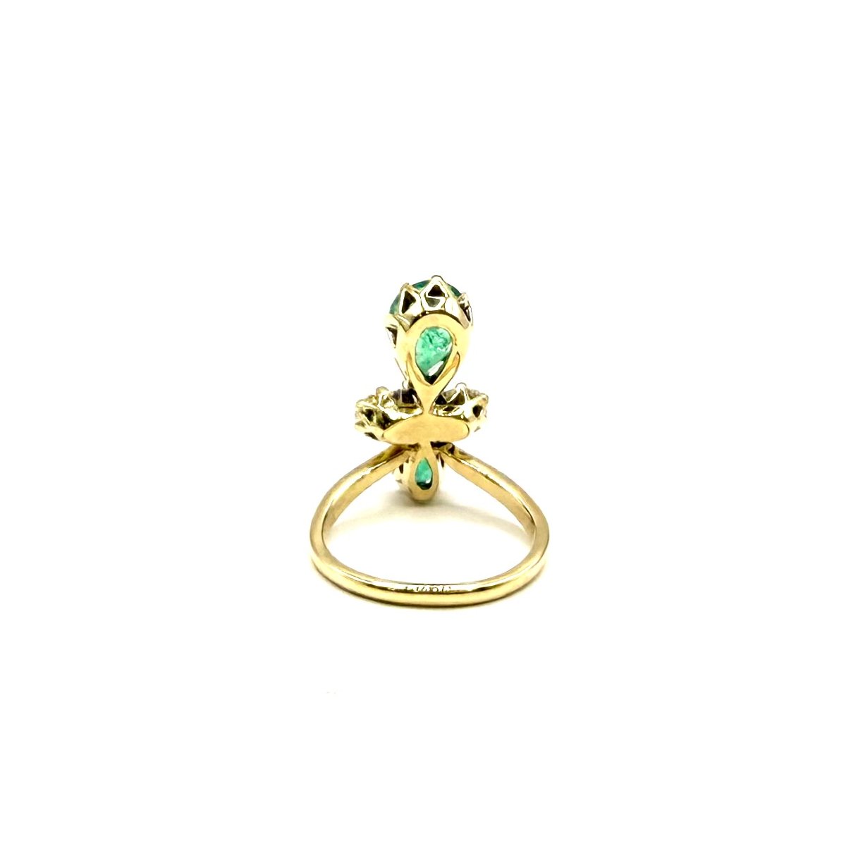 5235. Art Deco Tiara Ring With Diamonds And Emeralds.-photo-4