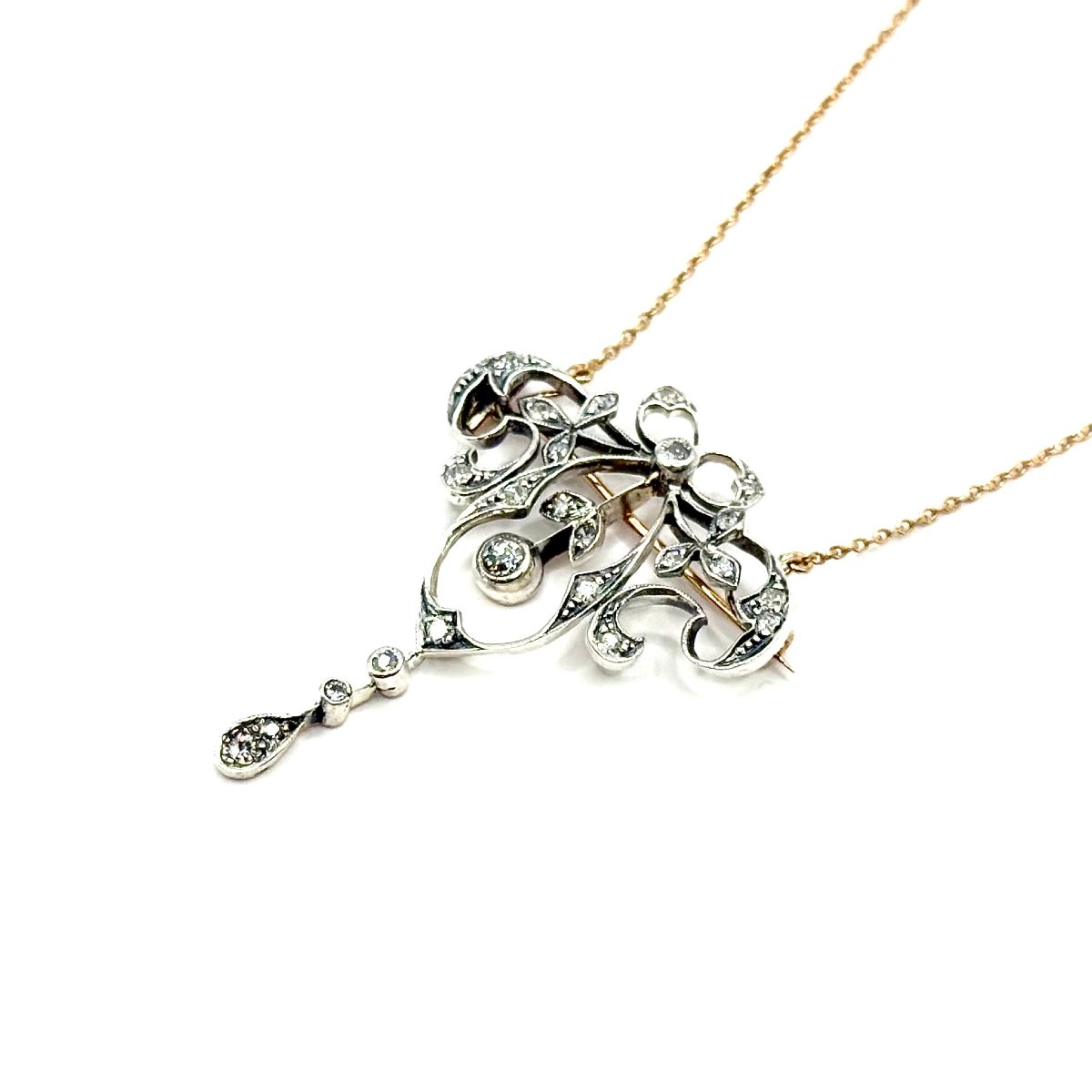 1645.Collier Art nouveau orné de diamants.-photo-3