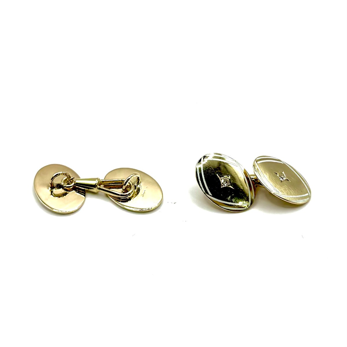 5222. Boutons de manchette Art déco en or ornés de diamants.-photo-3