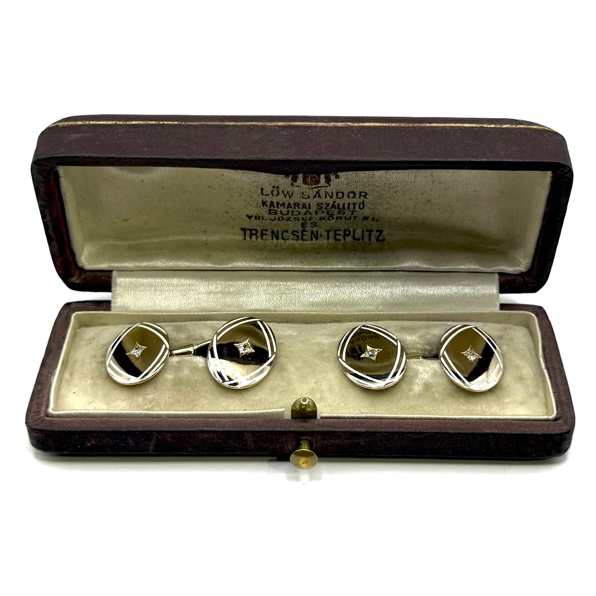 5222. Boutons de manchette Art déco en or ornés de diamants.-photo-4