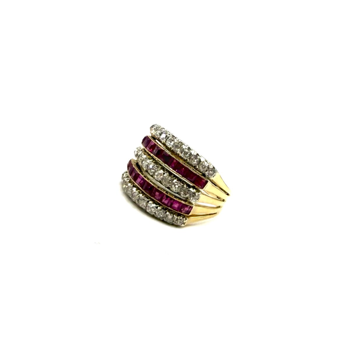 5239. Art Deco Gold Ring Set With Diamonds And Rubies.-photo-3