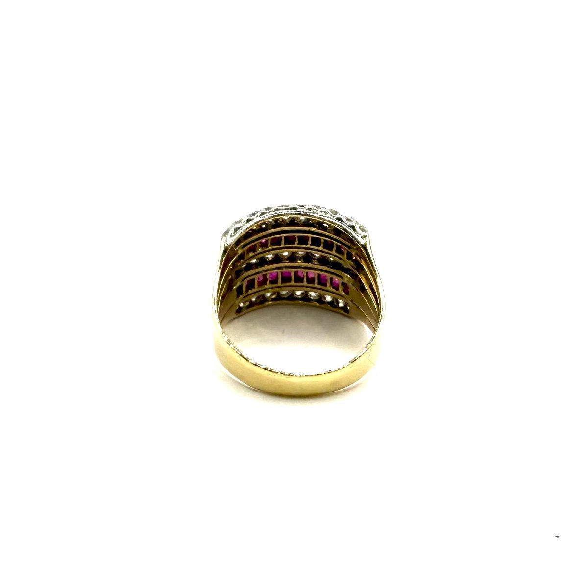 5239. Art Deco Gold Ring Set With Diamonds And Rubies.-photo-4