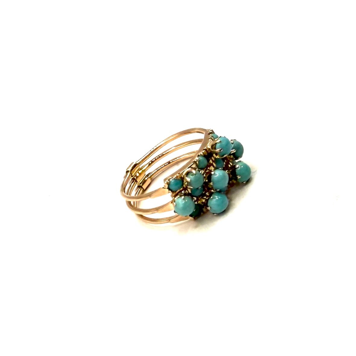 5244. Bague Art déco en or ornée de turquoise.-photo-2