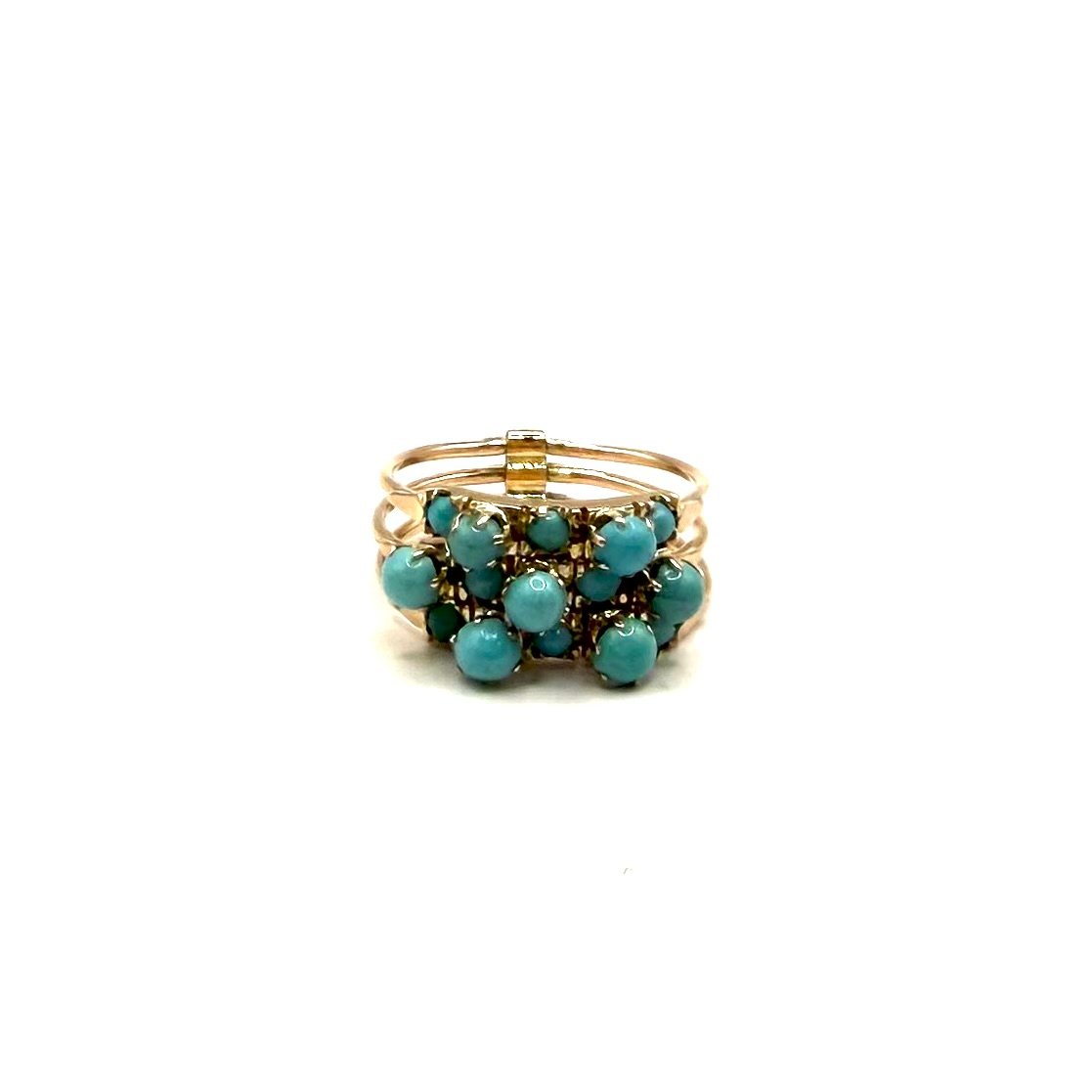 5244. Bague Art déco en or ornée de turquoise.-photo-1