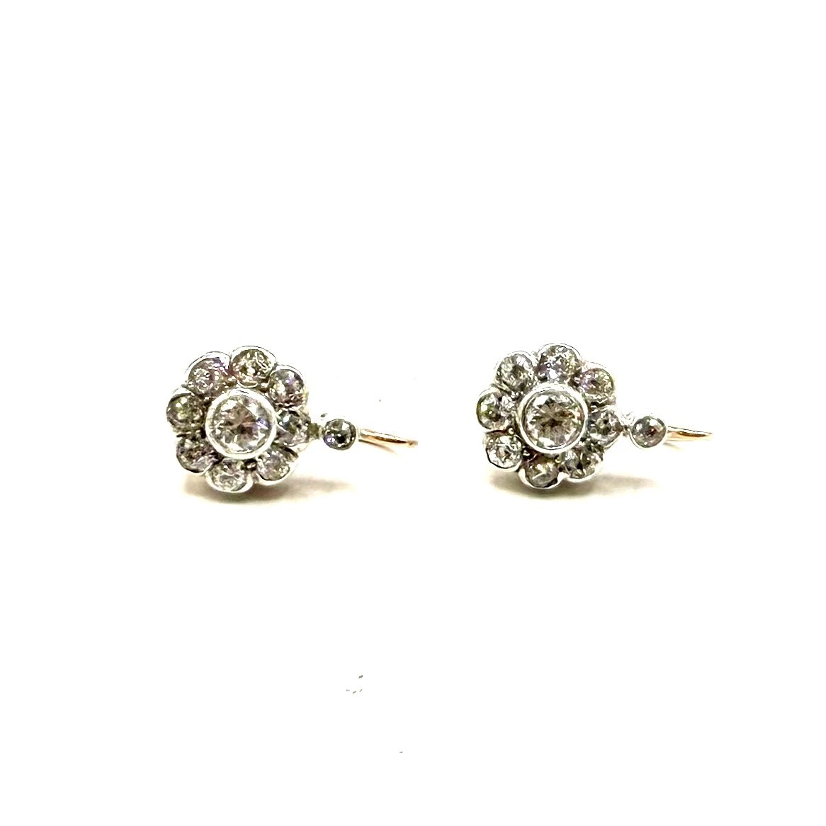 5227. Art Deco Gold Earrings  With Diamonds And Gemstones.-photo-2