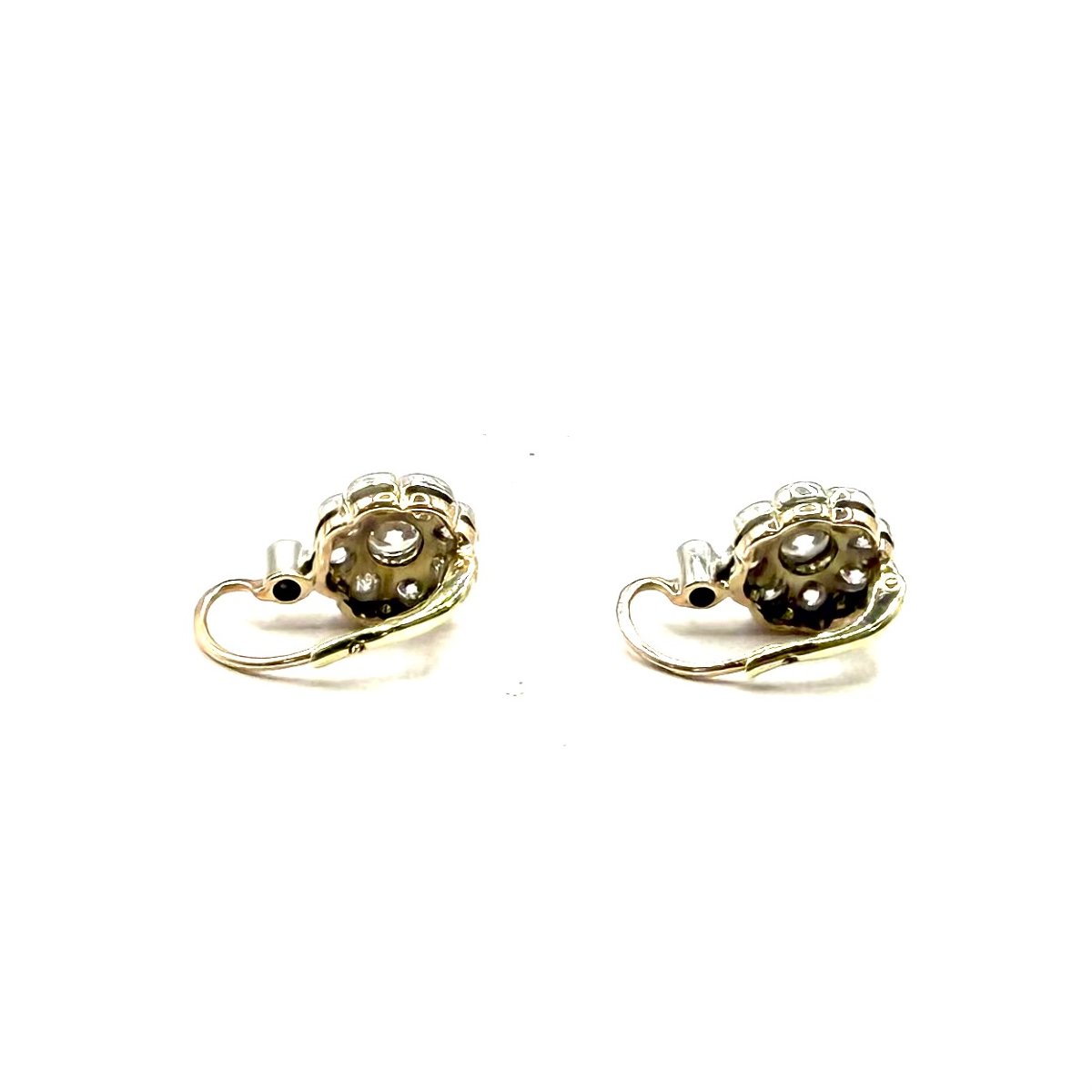 5227. Art Deco Gold Earrings  With Diamonds And Gemstones.-photo-3