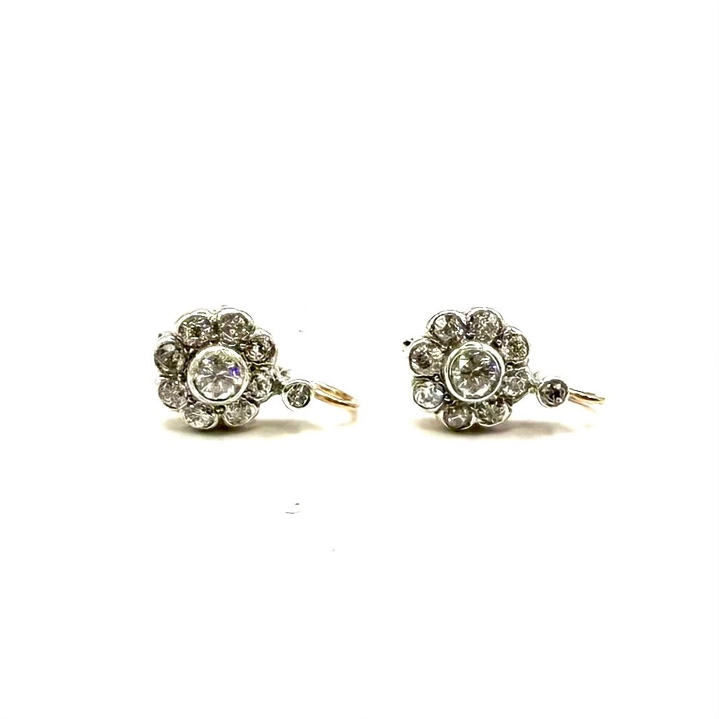 5227. Art Deco Gold Earrings  With Diamonds And Gemstones.-photo-1