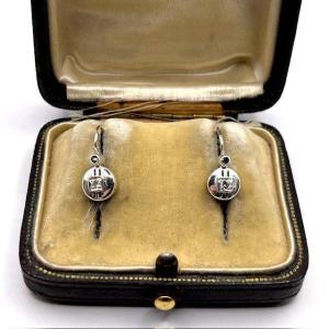 4904. Art Deco Gold Earrings With Diamonds
