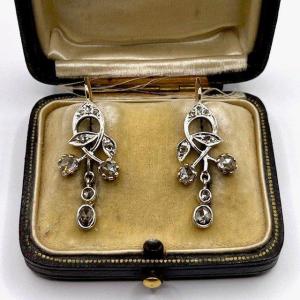 4835. Boucles d'Oreilles Art Nouveau Avec Diamants