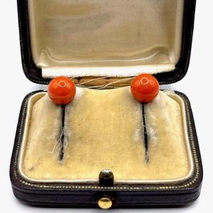 4824. Antique Stiftes Coral Earrings