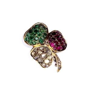 1550. Brooch Decorated With Diamonds, Rubies And Emeralds