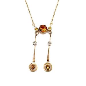 0872. Art Deco Necklace With Diamond And Citrine