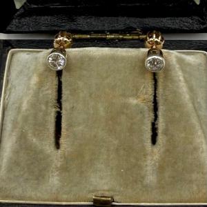 5195.Boucles d’oreilles anciennes en or ornées de diamants