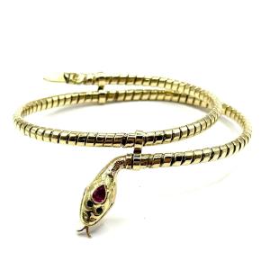 SF900. Bracelet serpent flexible en or Art déco