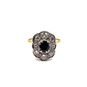 1186. Bague en or avec diamants et saphir bleu