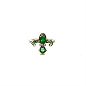Szt2. Vintage Gold Ring With Diamonds And Emeralds.