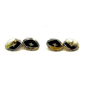 5222. Art Deco Gold Cufflinks  With Diamonds.