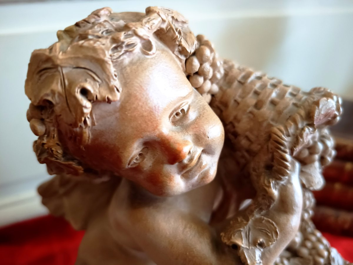 Bacchus Enfant, Terracotta After Clodion 19th Century-photo-4