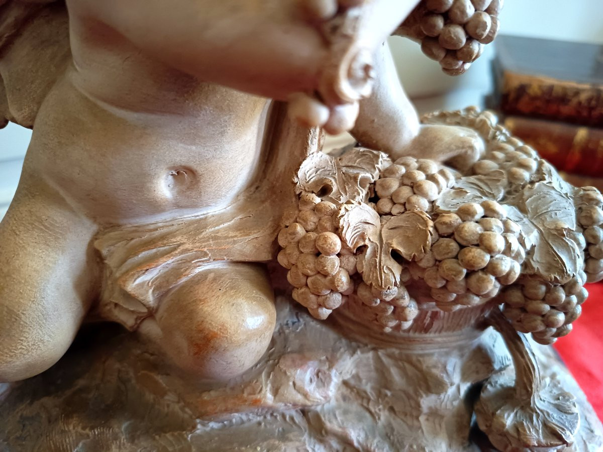 Bacchus Enfant, Terracotta After Clodion 19th Century-photo-1