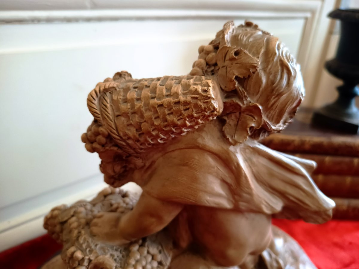 Bacchus Enfant, Terracotta After Clodion 19th Century-photo-2