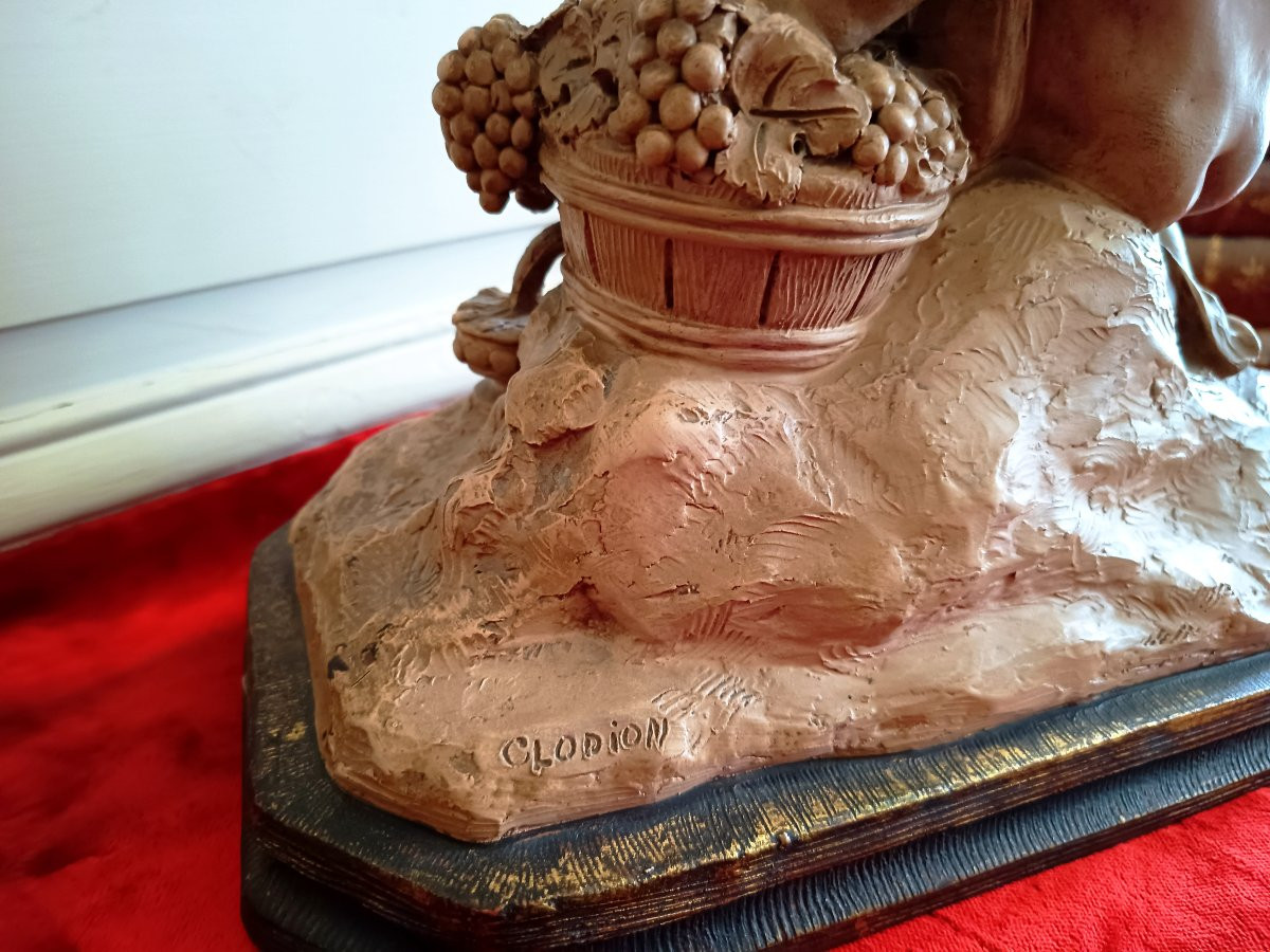Bacchus Enfant, Terracotta After Clodion 19th Century-photo-3