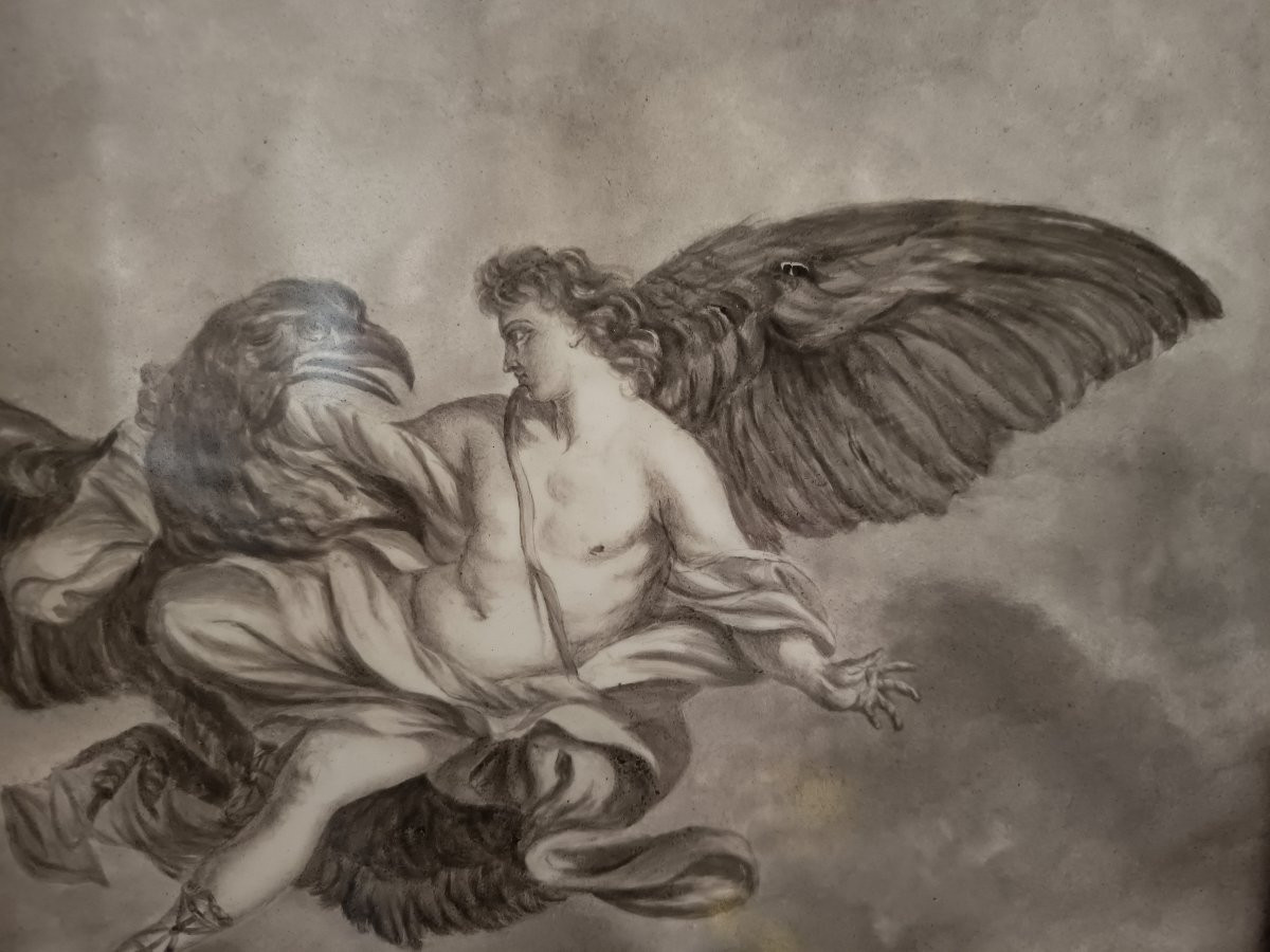 L'enlèvement de Ganymède, peinture sur porcelaine.-photo-2