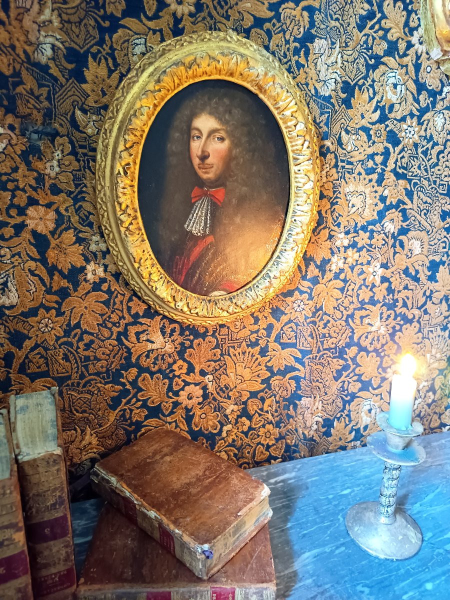 Portrait Of A Courtly Nobleman , Oil On Copper French School Of The 17th Century-photo-2