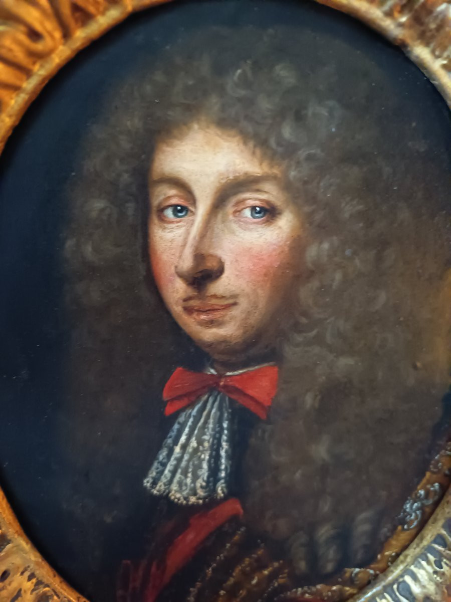 Portrait Of A Courtly Nobleman , Oil On Copper French School Of The 17th Century-photo-3