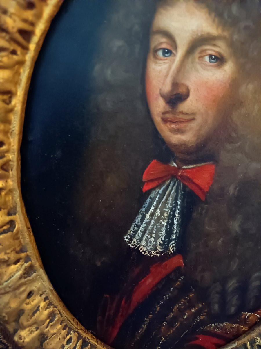 Portrait Of A Courtly Nobleman , Oil On Copper French School Of The 17th Century-photo-1